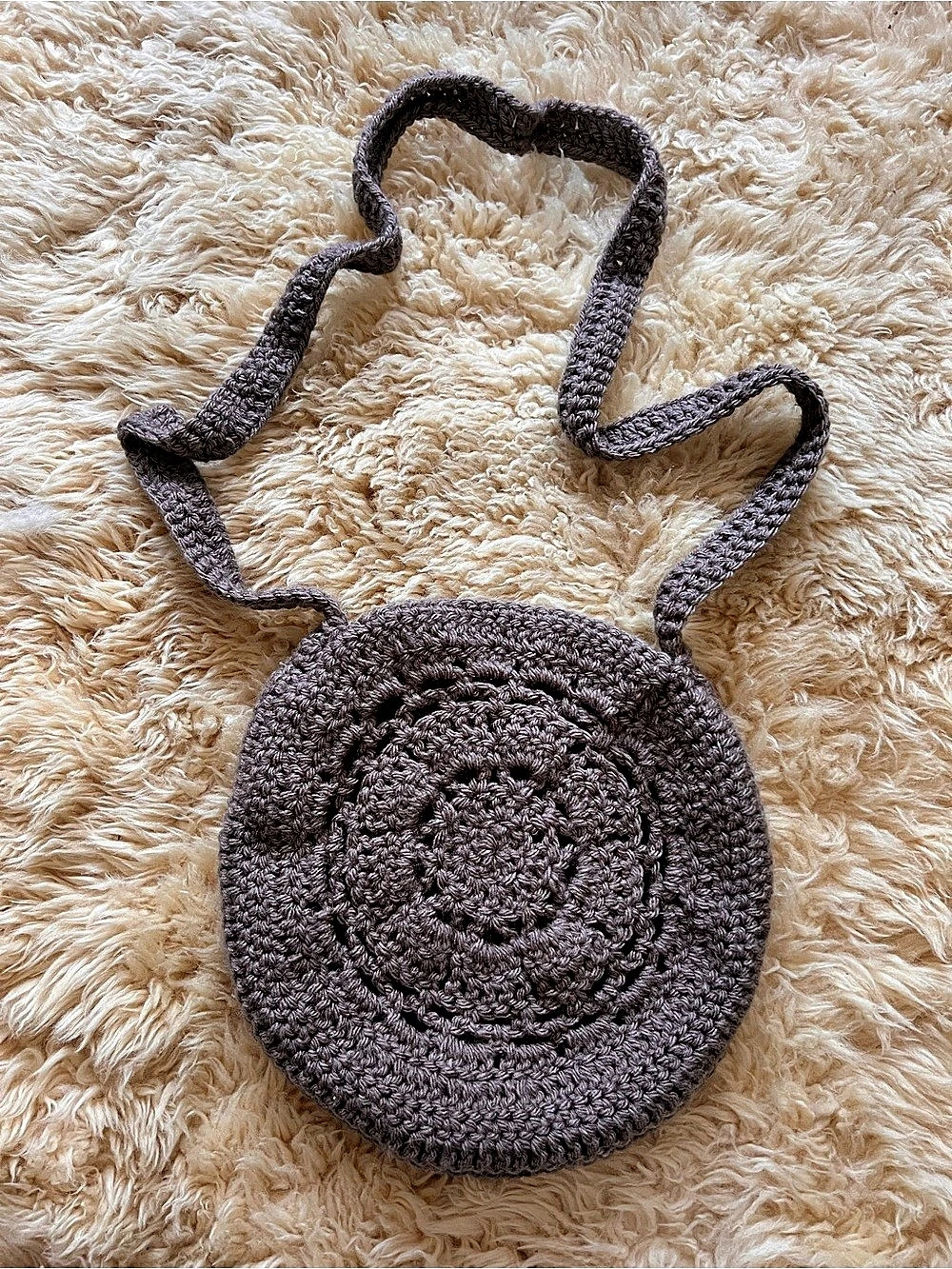 Handmade Brown Crochet Crossbody Bag